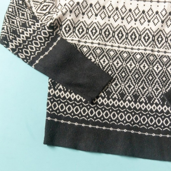 Joie Black White Fair Isle High Mock Neck Long Sleeve Pullover Sweater Sz Small - Picture 5 of 7